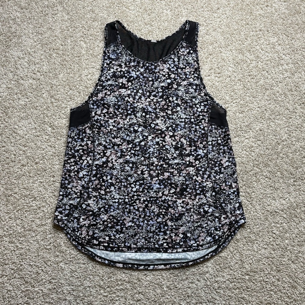 lululemon athletica Black Floral Print Tank Top